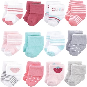 image:imageHudson Baby Basics Unisex Baby Cozy Terry Baby Sock 12PackSweet Berry
