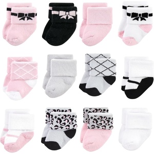 image:imageHudson Baby Basics Unisex Baby Cozy Terry Baby Sock 12PackSweet Bows