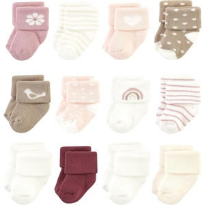 image:imageHudson Baby Basics Unisex Baby Cozy Terry Baby Sock 12PackSweet Rose Hearts