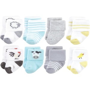 image:imageHudson Baby Basics Unisex Baby Cozy Terry Socks 8PackBarnyard Fun
