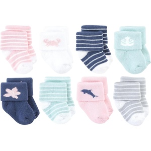 image:imageHudson Baby Basics Unisex Baby Cozy Terry Socks 8PackCoral Ocean Friends