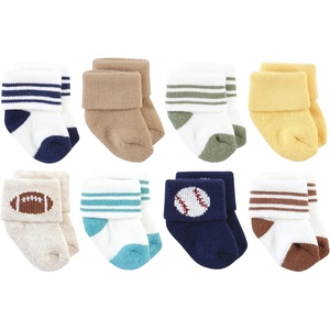 image:imageHudson Baby Basics Unisex Baby Cozy Terry Socks 8PackGame Day Stripes