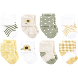 image:imageHudson Baby Basics Unisex Baby Cozy Terry Socks 8PackGolden Bloom