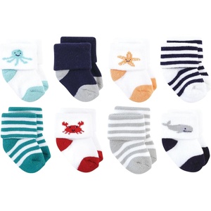 image:imageHudson Baby Basics Unisex Baby Cozy Terry Socks 8PackOcean Friends