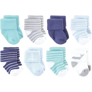 image:imageHudson Baby Basics Unisex Baby Cozy Terry Socks 8PackOcean Gray