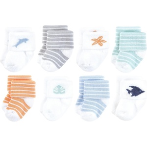 image:imageHudson Baby Basics Unisex Baby Cozy Terry Socks 8PackOceanic Star
