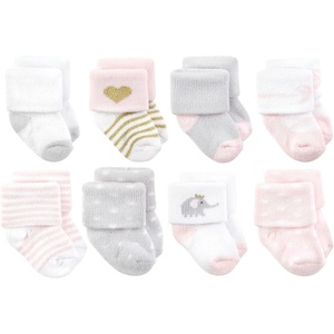 image:imageHudson Baby Basics Unisex Baby Cozy Terry Socks 8PackRosy Elephant Play