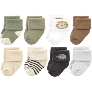 image:imageHudson Baby Basics Unisex Baby Cozy Terry Socks 8PackSafari Roar
