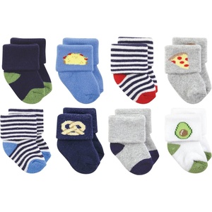 image:imageHudson Baby Basics Unisex Baby Cozy Terry Socks 8PackSnack Time