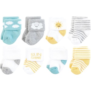 image:imageHudson Baby Basics Unisex Baby Cozy Terry Socks 8PackSunny Skies