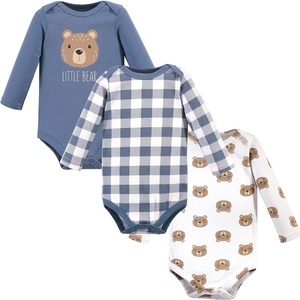 image:imageHudson Baby Basics Infant Boys Essential Long Sleeve Bodysuits 3PackCozy Cub