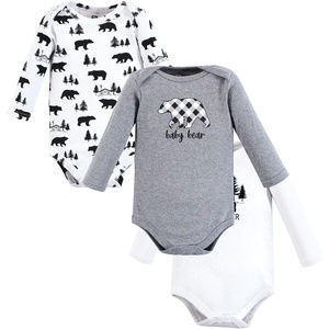 image:imageHudson Baby Basics Infant Boys Essential Long Sleeve Bodysuits 3PackCuddly Cub Grayscale