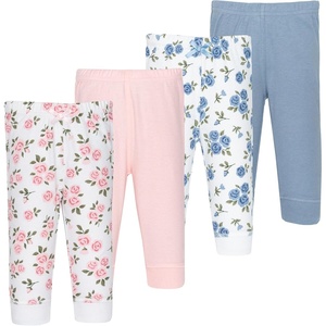 image:imageHudson Baby Basics Unisex Baby Comfy Cotton Pants 4PackFloral Petal Pink