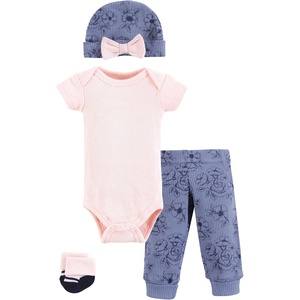 image:imageHudson Baby Unisex Thermal Layette Set 4pcNavy Toile Short Sleeve