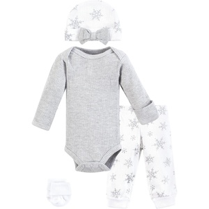 image:imageHudson Baby Unisex Thermal Layette Set 4pcSnowflake Long Sleeve