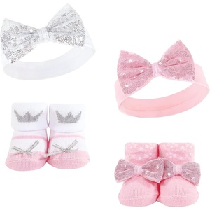 image:imageHudson Baby Baby Girls Hudson Baby Infant Girl Headband and Socks Set Bear Leopard 09 MonthsPrincess 4piece