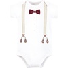 image:imageHudson Baby Infant Boy Cotton Bodysuits Burgundy Beige Suspender 03 Months