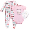 image:imageHudson Baby Unisex Cotton Sleep and Play Bodysuit and Bandana Bib SetDonut Worry