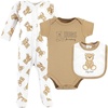 image:imageHudson Baby Unisex Cotton Sleep and Play Bodysuit and Bandana Bib SetTeddy Bears