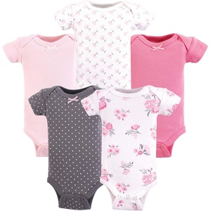 image:imageHudson Baby Baby Bodysuit 5 PackBasic Pink Floral Shortsleeve