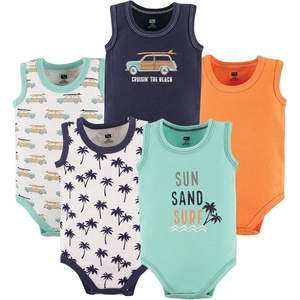 image:imageHudson Baby Basics Unisex Baby 5Pack Sleeveless Baby BodysuitsCoastal Cruiser