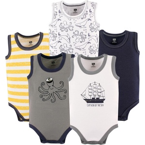 image:imageHudson Baby Basics Unisex Baby 5Pack Sleeveless Baby BodysuitsSeafaring Harbor