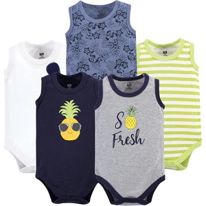 image:imageHudson Baby Basics Unisex Baby 5Pack Sleeveless Baby BodysuitsTropical Pineapple