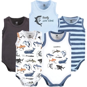 image:imageHudson Baby Unisex Baby Cotton Sleeveless BodysuitsBoy Shark Types