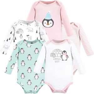 image:imageHudson Baby babygirls Cotton Longsleeve Bodysuits 5packGirl Penguin