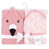 image:imageHudson Baby Unisex Baby Cotton Animal Face Hooded Towel Brown Bear 2Pack One SizePink Flamingo