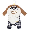image:imageHudson Baby Unisex Baby Cotton Bodysuit and Pant Set Sage Floral Wreath 36 MonthsBrown Navy Mamas Boy Longsleeve
