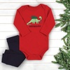 image:imageHudson Baby Unisex Baby Cotton Bodysuit and Pant Set Sage Floral Wreath 36 MonthsChristmasaurus