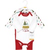 image:imageHudson Baby Unisex Baby Cotton Bodysuit and Pant Set Sage Floral Wreath 36 MonthsRed Sparkle Trees