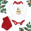 image:imageHudson Baby Unisex Baby Cotton Bodysuit and Pant Set Sage Floral Wreath 36 MonthsRed Sparkle Trees
