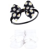 image:imageHudson Baby Unisex Baby Headband and Socks SetBlack Daisy