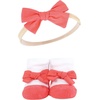 image:imageHudson Baby Unisex Baby Headband and Socks SetCoral Stripe