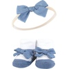 image:imageHudson Baby Unisex Baby Headband and Socks SetPink Floral Chambray
