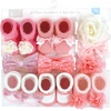 image:imageHudson Baby Unisex Baby Headband and Socks SetPink Gray
