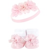 image:imageHudson Baby Unisex Baby Headband and Socks SetPink Gray Flower