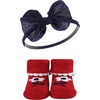 image:imageHudson Baby Unisex Baby Headband and Socks SetRed Navy Flower