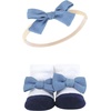 image:imageHudson Baby Unisex Baby Headband and Socks SetRed Navy Flower