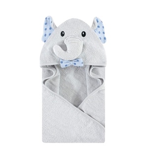 image:imageHudson Baby Unisex Baby Cotton Animal Face Hooded Towel Brown Bear 2Pack One SizeBlue Dots Gray Elephant