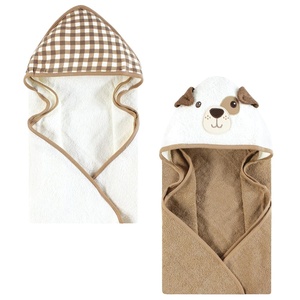 image:imageHudson Baby Unisex Baby Cotton Animal Face Hooded Towel Brown Bear 2Pack One SizeBrown Gingham Puppy