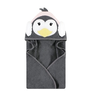 image:imageHudson Baby Unisex Baby Cotton Animal Face Hooded Towel Brown Bear 2Pack One SizeEarmuff Penguin