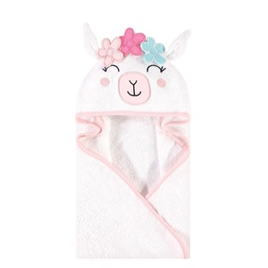 image:imageHudson Baby Unisex Baby Cotton Animal Face Hooded Towel Brown Bear 2Pack One SizeFlower Llama