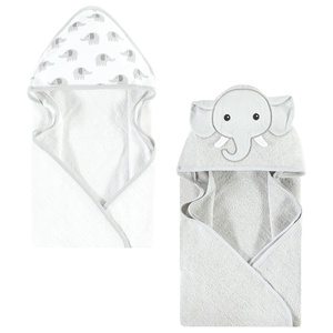 image:imageHudson Baby Unisex Baby Cotton Animal Face Hooded Towel Brown Bear 2Pack One SizeGray Elephant