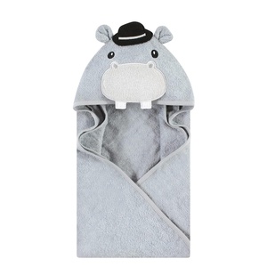 image:imageHudson Baby Unisex Baby Cotton Animal Face Hooded Towel Brown Bear 2Pack One SizeGray Hippo