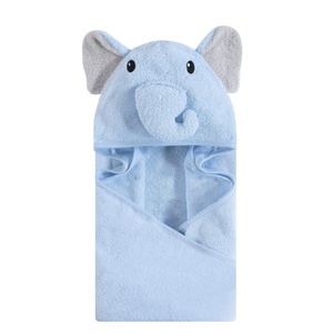 image:imageHudson Baby Unisex Baby Cotton Animal Face Hooded Towel Brown Bear 2Pack One SizeLight Blue Elephant