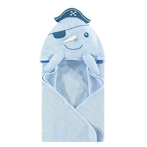 image:imageHudson Baby Unisex Baby Cotton Animal Face Hooded Towel Brown Bear 2Pack One SizeNarwhal