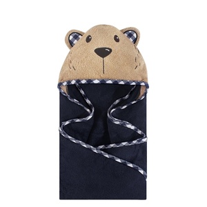 image:imageHudson Baby Unisex Baby Cotton Animal Face Hooded Towel Brown Bear 2Pack One SizePlaid Bear
